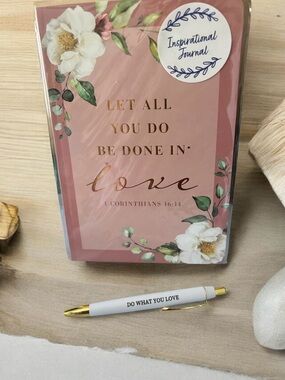 Inspirational Floral Journal - Pink & Gold Love Cover with Pen